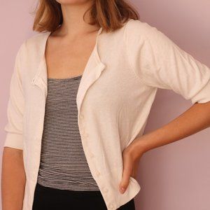 Boden White Cropped Cardigan